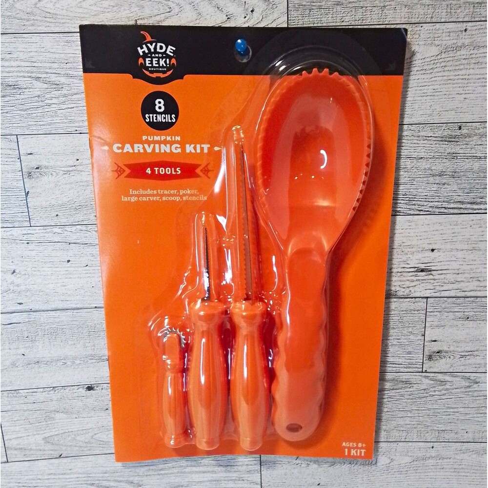Hyde & EEK! Boutique Halloween Pumpkin Carving Kit w/ 8 Stencils & 4 Tools